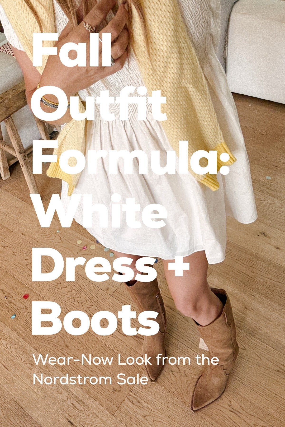 This post is still trending. Same outfit, fresh formula. 🤍
If you grabbed these boots during the Nordstrom Sale, here's how I'm styling it for now (and later coming shortly). Just add a flowy white dress + boots and a sweater toss for that pre-fall energy.
Everything’s linked—including similar options if your size sold out.

#FallOutfitFormula #LTKFallStyle #OccasionallyPerfectStyle #NordstromSaleFinds