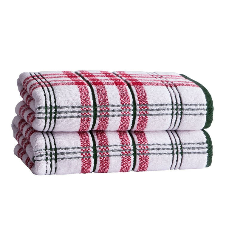 Better Homes & Gardens Signature Soft Holiday Decor 2PK Bath Towel, Red Plaid - Walmart.com | Walmart (US)