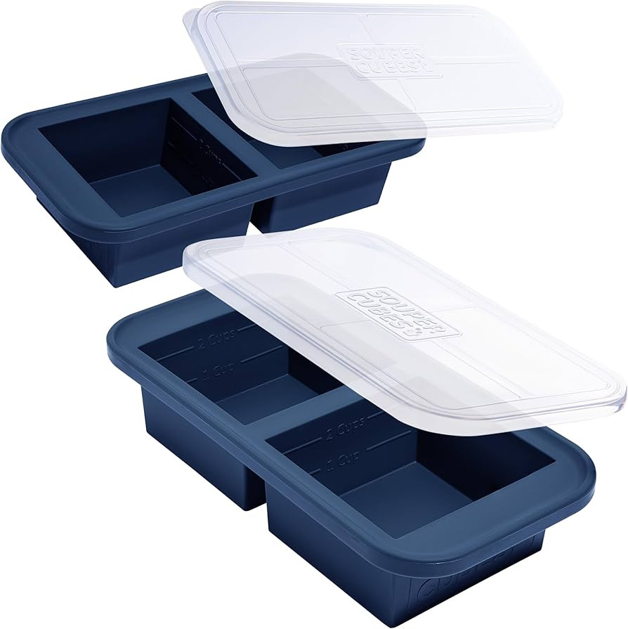 Souper Cubes 2 Cup Silicone Freezer Molds with Lids – Soup Cubes for Freezing Lasagna, Leftover... | Amazon (US)