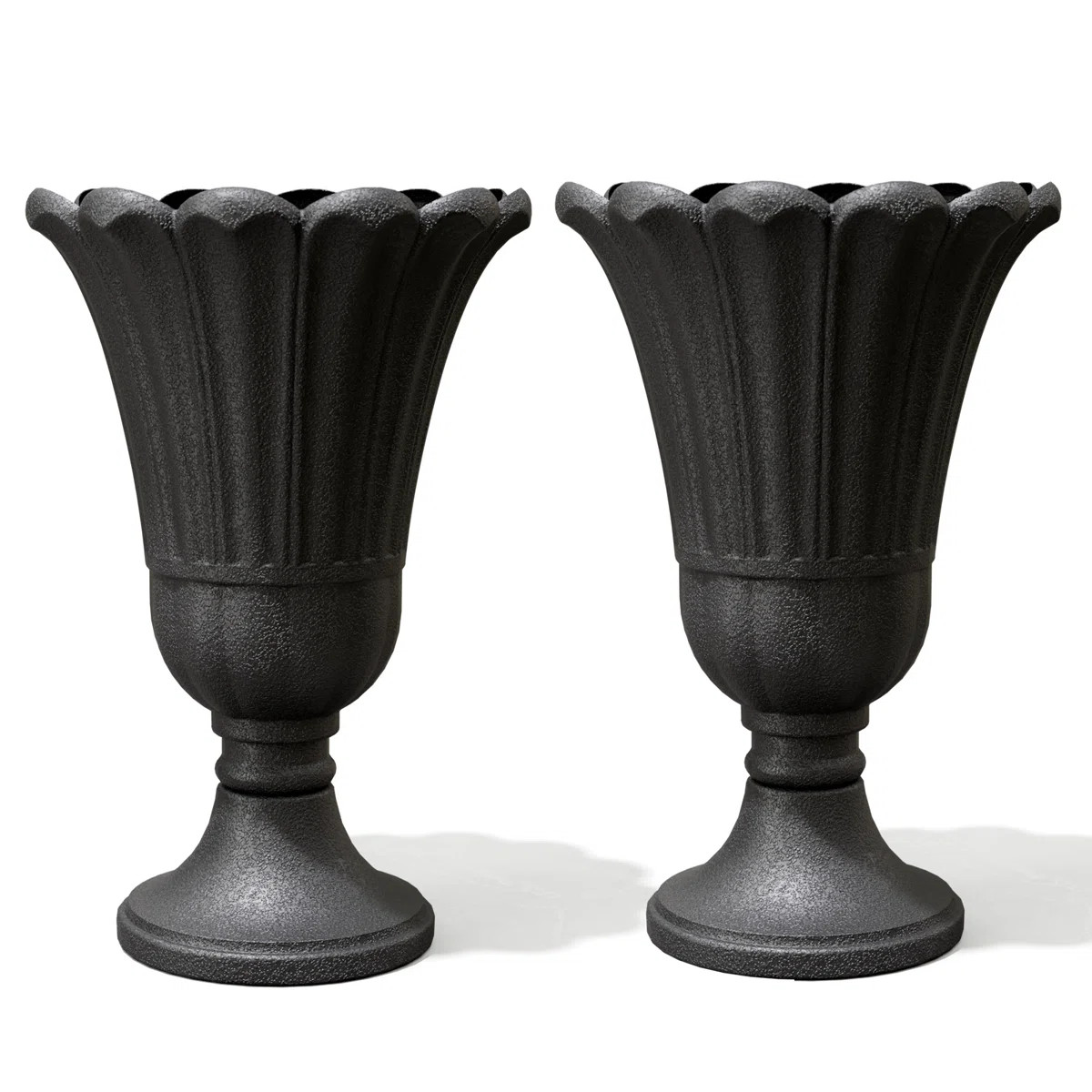 2-Pack Petal Shaped Pedestal Planters, 23.6" Tall Outdoor Flower Pots With Solid Base, Elegant Pa... | Wayfair North America