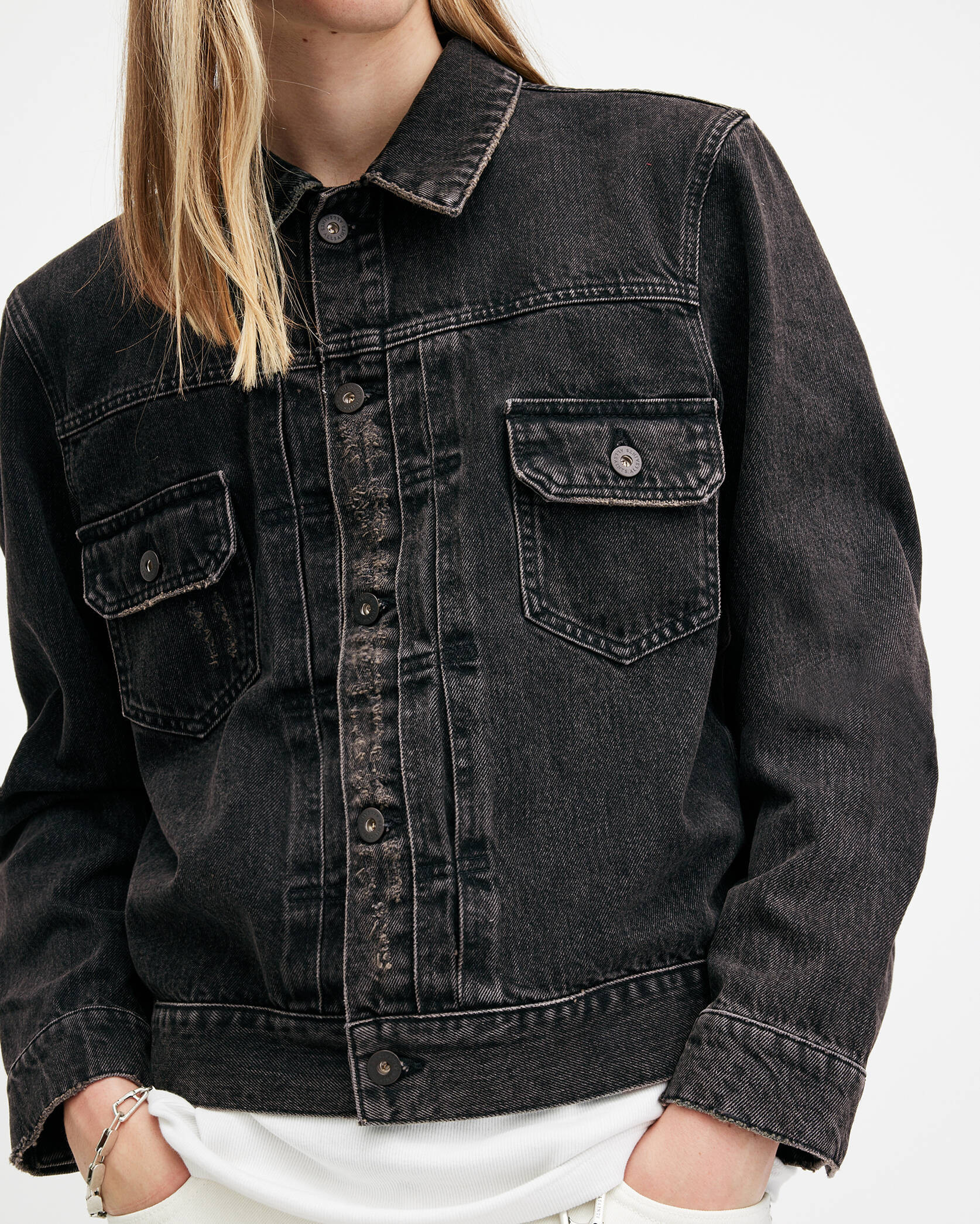 Spirit Denim Trucker Jacket Black | ALLSAINTS | AllSaints UK