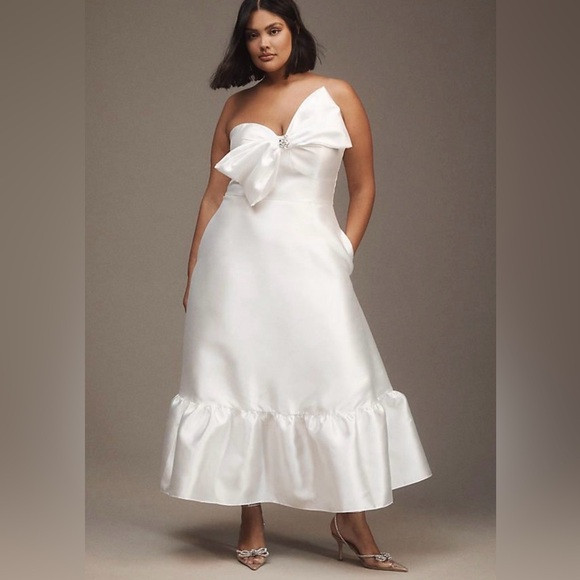 Strapless White Bridal Dress with Bow | Poshmark