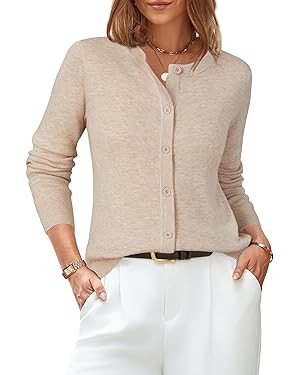 Arach&Cloz Women's Wool Blend Lightweight Business Casual Cardigan Sweaters Tops | Amazon (US)