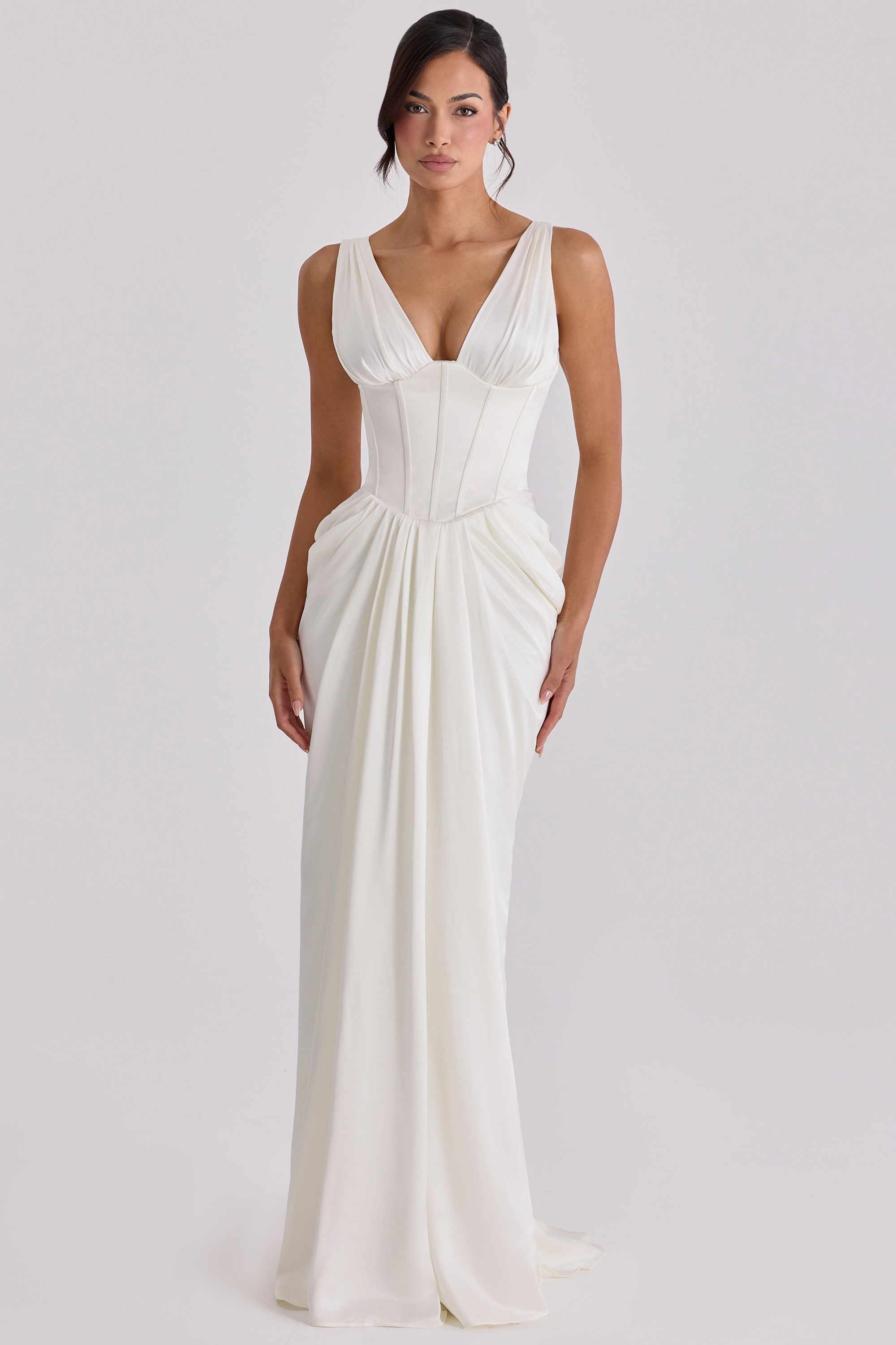 ivory satin corset bridal gown | House of CB