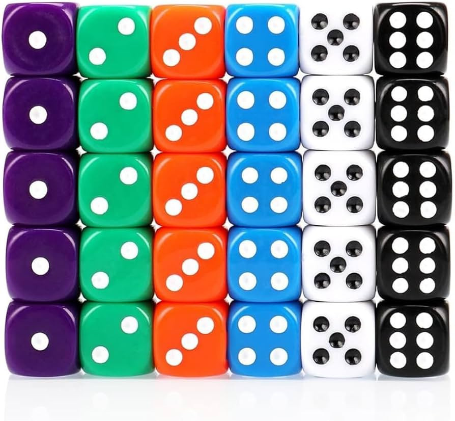 Dice Set 30PCS - 6 Sided 16mm 6 Colours Spot Game Dice Set for Smoother Rolling No Harmful Materi... | Amazon (US)