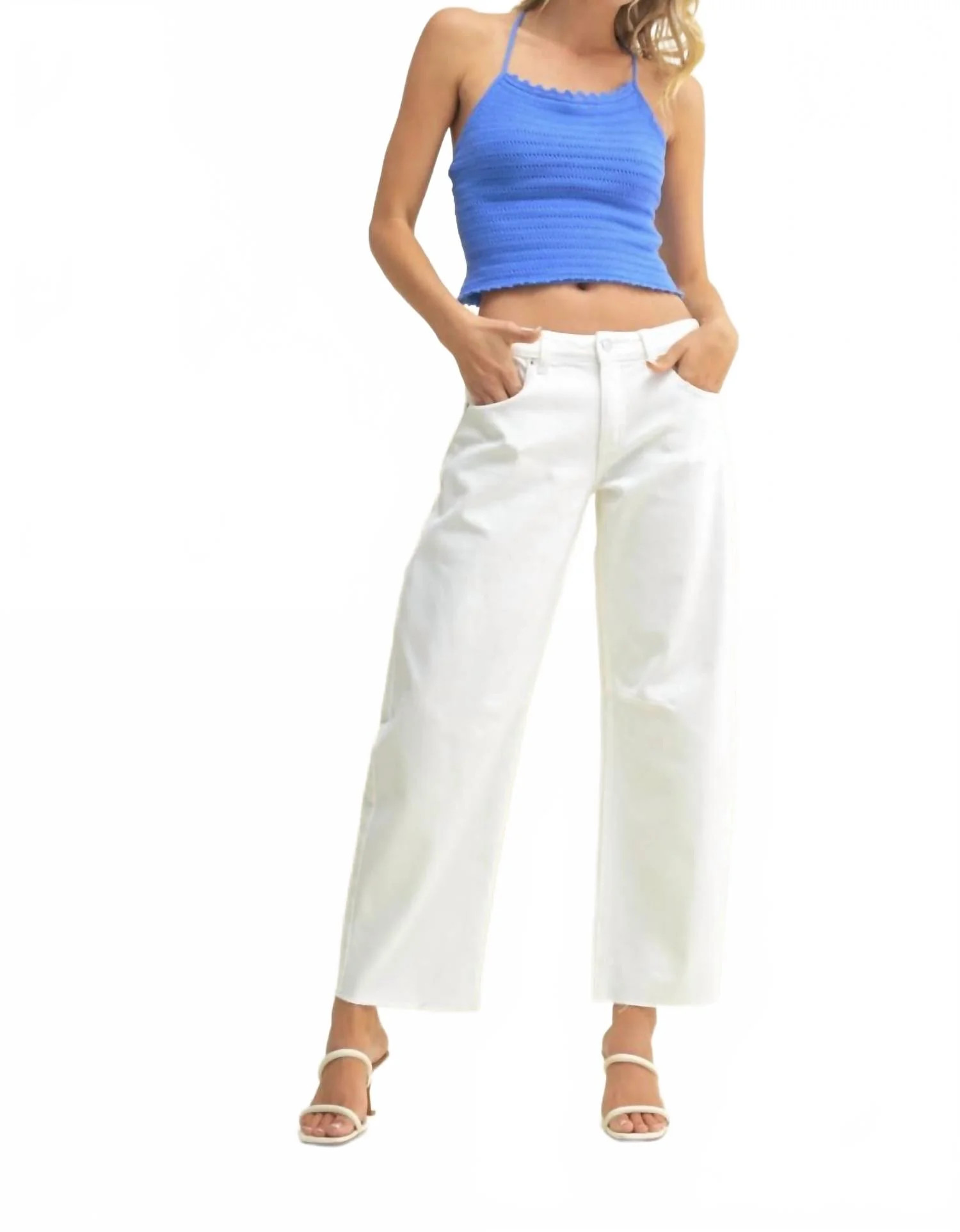 Mid-Rise Barrel Jeans In White | Shop Simon