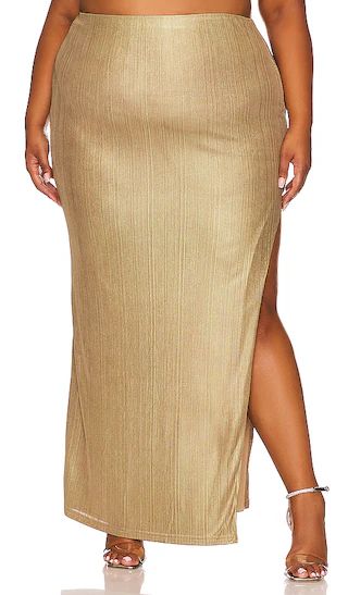 Jacqui Maxi Skirt in Metallic Gold | Revolve Clothing (Global)