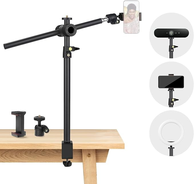 Overhead Camera Mount Desk Stand, Camera Arm Desk Mount Clamp Stand with 360°Adjustable Magic Ar... | Amazon (US)