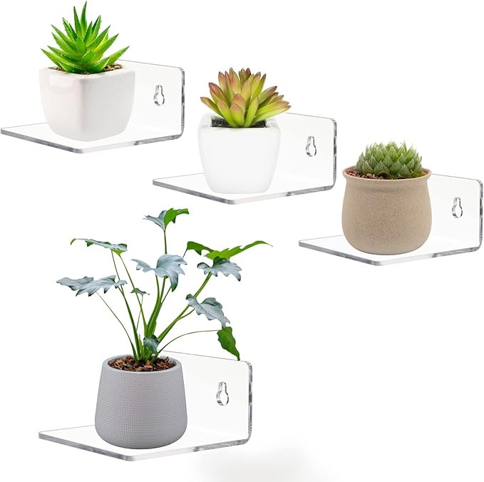 Acrylic Small Adhesive Wall Shelves,Mini Floating Shelves,Acrylic Display Shelves,Ledges for Pop Fig | Amazon (US)