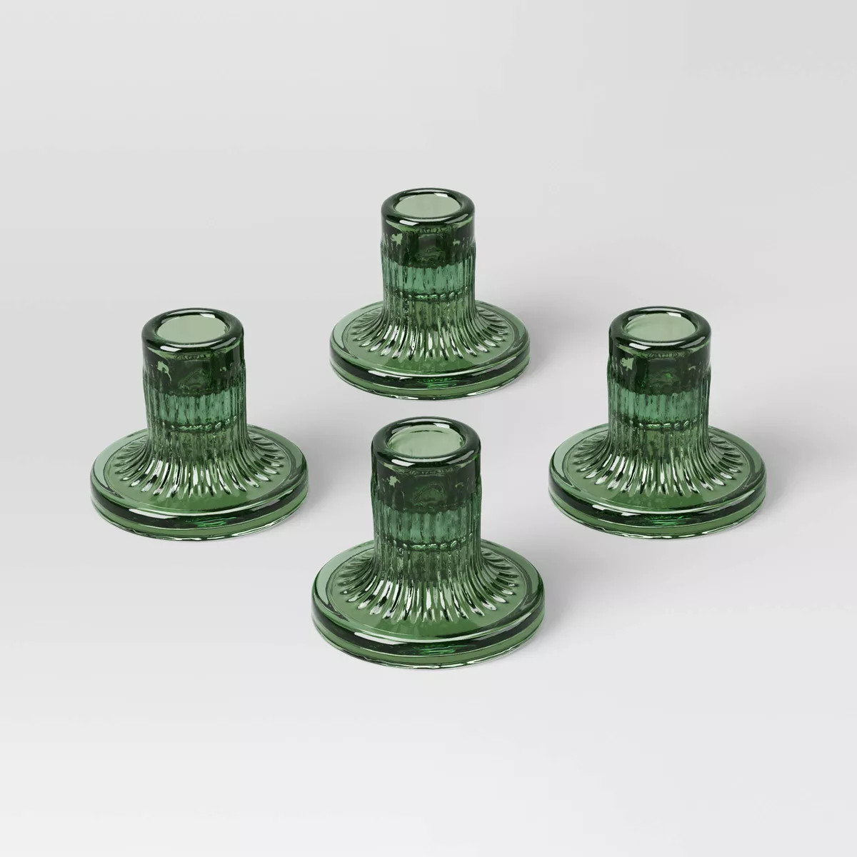 4pc Glass Taper Candle Holder Green - Room Essentials™ | Target