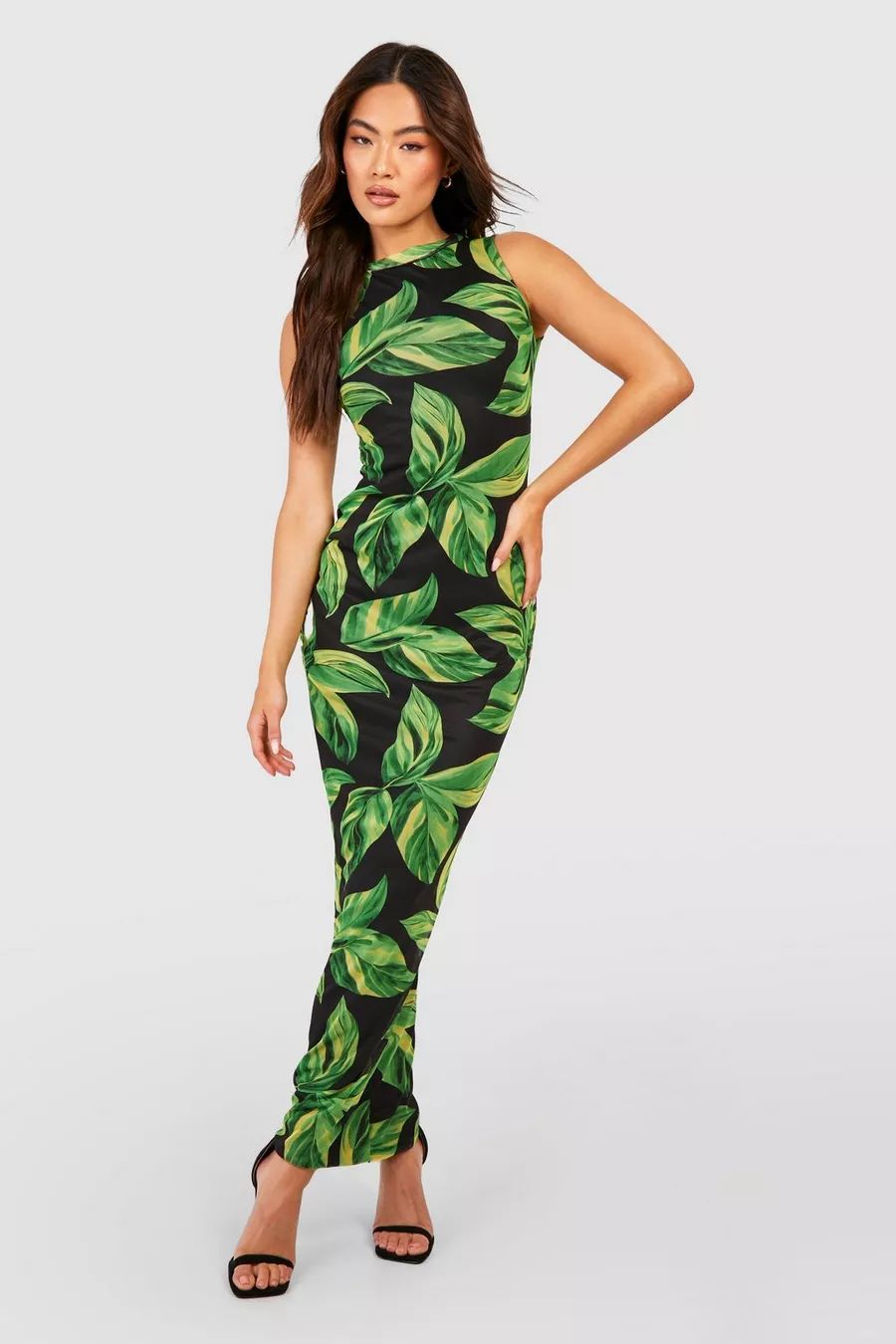 Palm Print Mesh Maxi Dress | Boohoo.com (US & CA)
