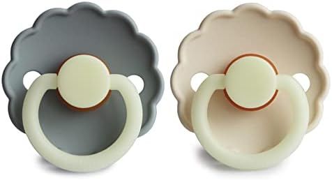 FRIGG Daisy Night Natural Rubber Baby Pacifier | Made in Denmark | BPA-Free (French Gray/Croissan... | Amazon (US)