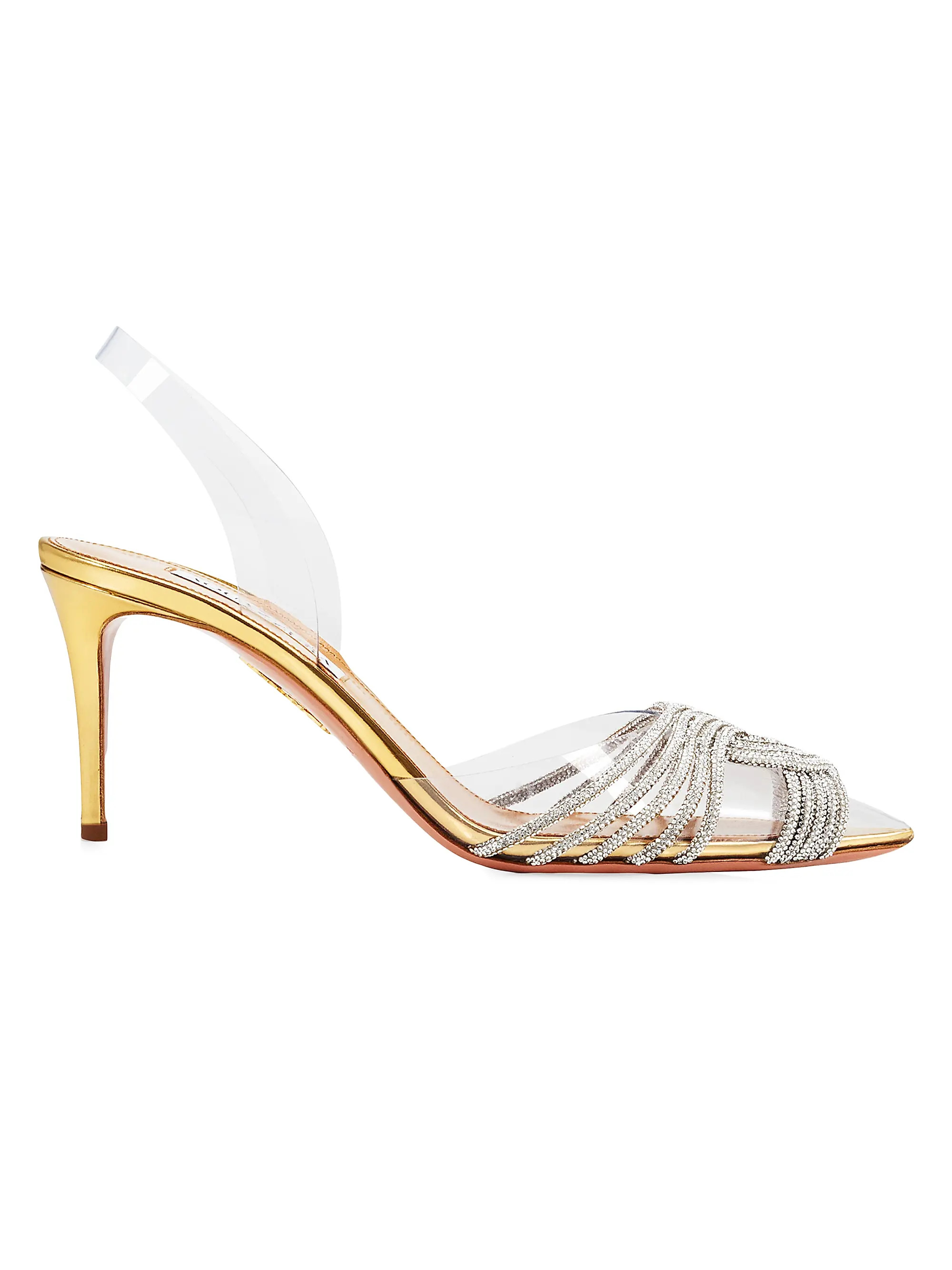 Gatsby Crystal-Embellished PVC Slingback Sandals | Saks Fifth Avenue