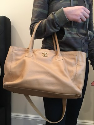 Authentic Chanel Cerf Tote - Tan With Gold Hardware - Shoulder Strap Included  | eBay | eBay US
