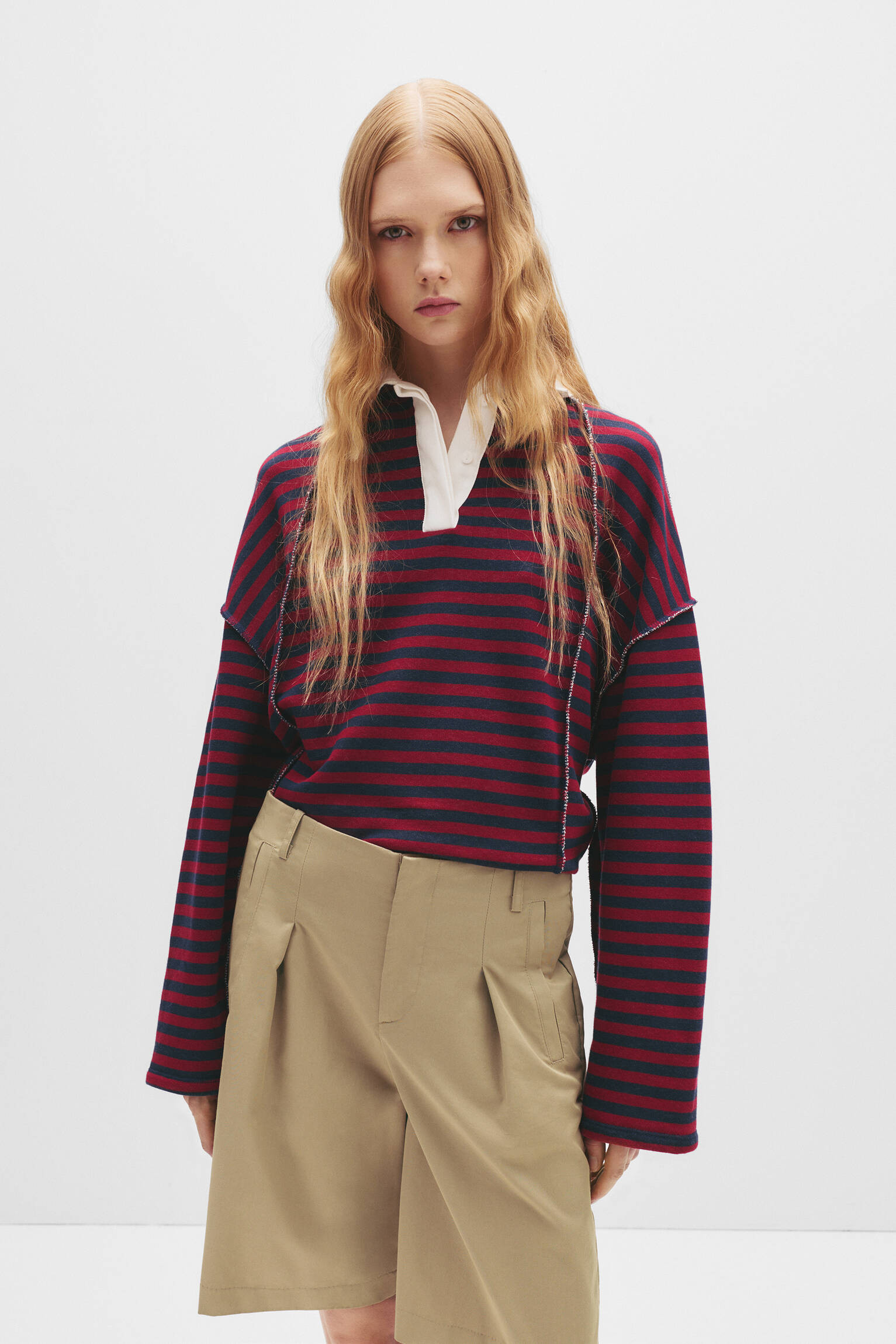 Striped polo collar sweatshirt - pull&bear | PULL and BEAR UK