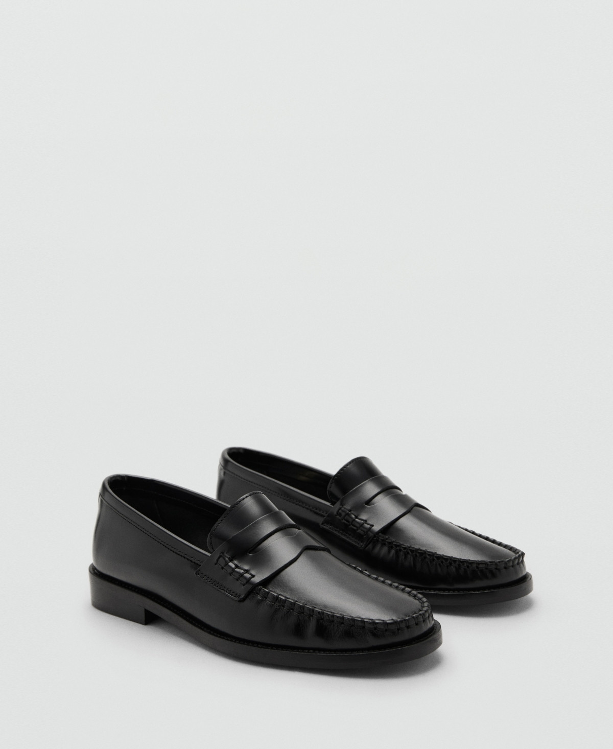 Mango Women's Gathered Leather Moccasins - Black | Macy's