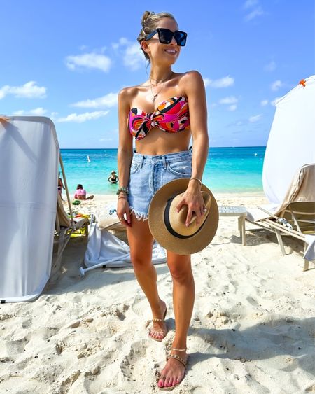 Strapless bikini top target finds denim shorts on sale size 23 amazon straw hat vacation outfit sunglasses jellly sandals 

#LTKunder50 #LTKsalealert #LTKunder100