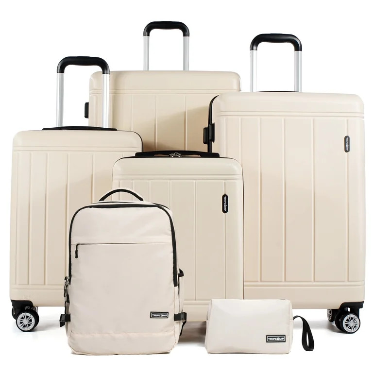 Tripcomp 6 Piece Hardside Spinner Luggage Set, 16/20/24/28 Inch Carry On & Checked Suitcase with ... | Walmart (US)