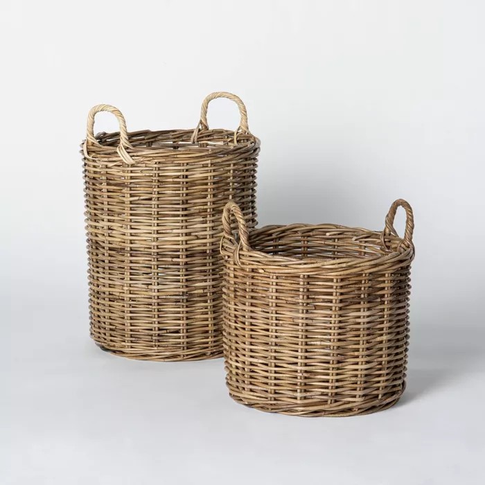 Decorative Round Rattan Basket Gray - Threshold™ designed with Studio McGee | Target