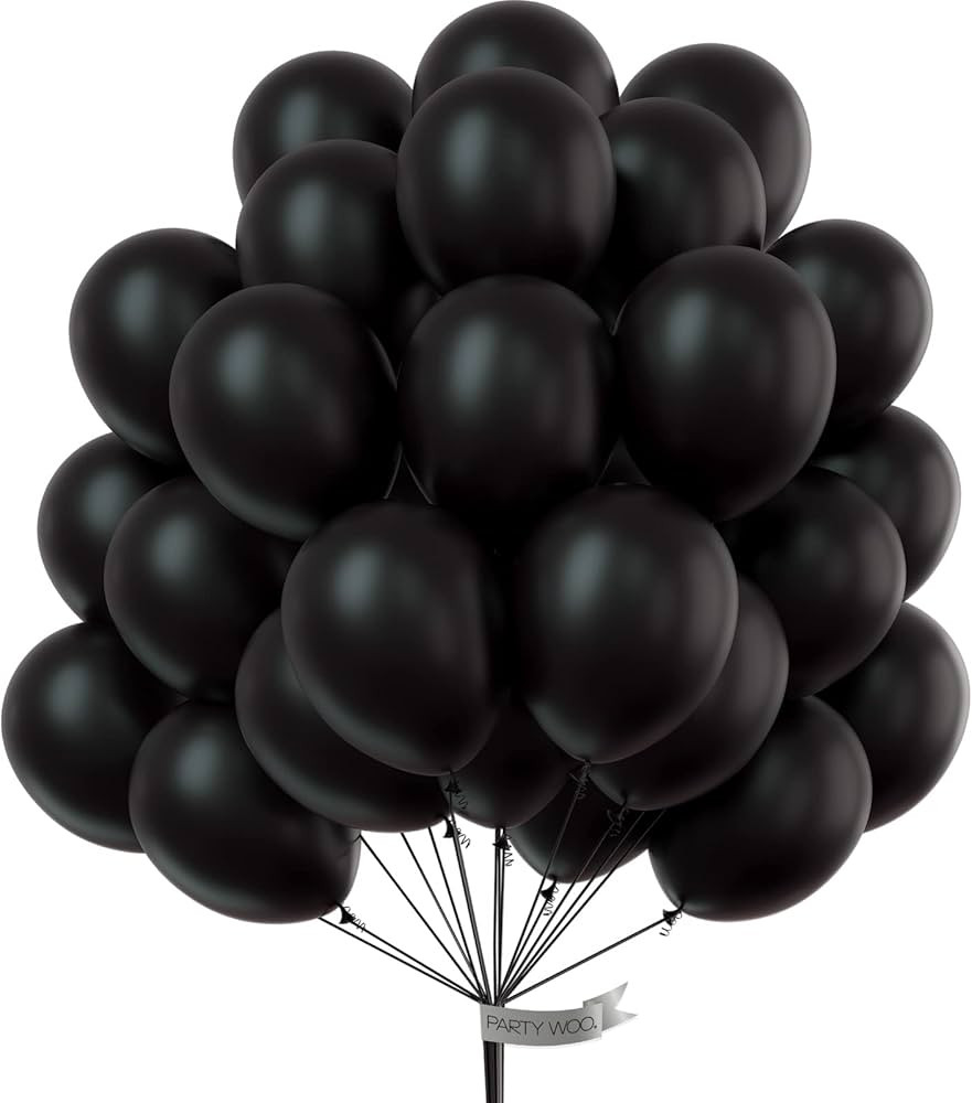PartyWoo Black Balloons, 50 pcs 12 inch Matte Balloons, Party Balloons, Latex Balloons, Birthday ... | Amazon (US)