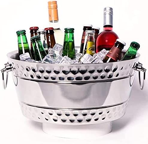 BREKX Hammered Stainless-Steel Beverage Tub, Double-Walled Insulated Anchored Bolt Drink Tub & Ic... | Amazon (US)
