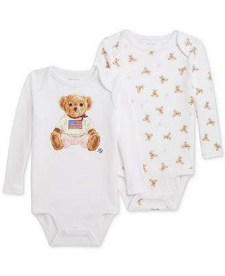 Polo Ralph Lauren Baby Girls 2-Pk. Cotton Bodysuits - Macy's | Macy's