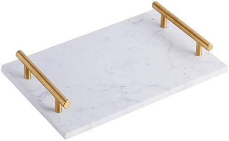StonePlus Natural Real Marble Tray, Catchall Key Perfume Tray, Serving Tray with Handles for Livi... | Amazon (US)