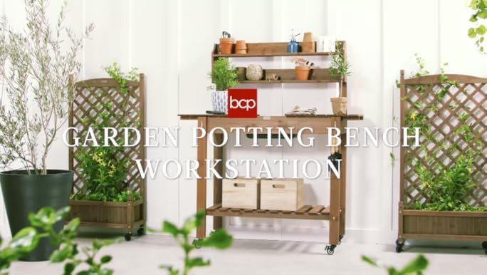 GDLF Potting Bench Table Large Garden Outdoor Work Bench Metal Tabletop Workstation with Storage ... | Amazon (US)