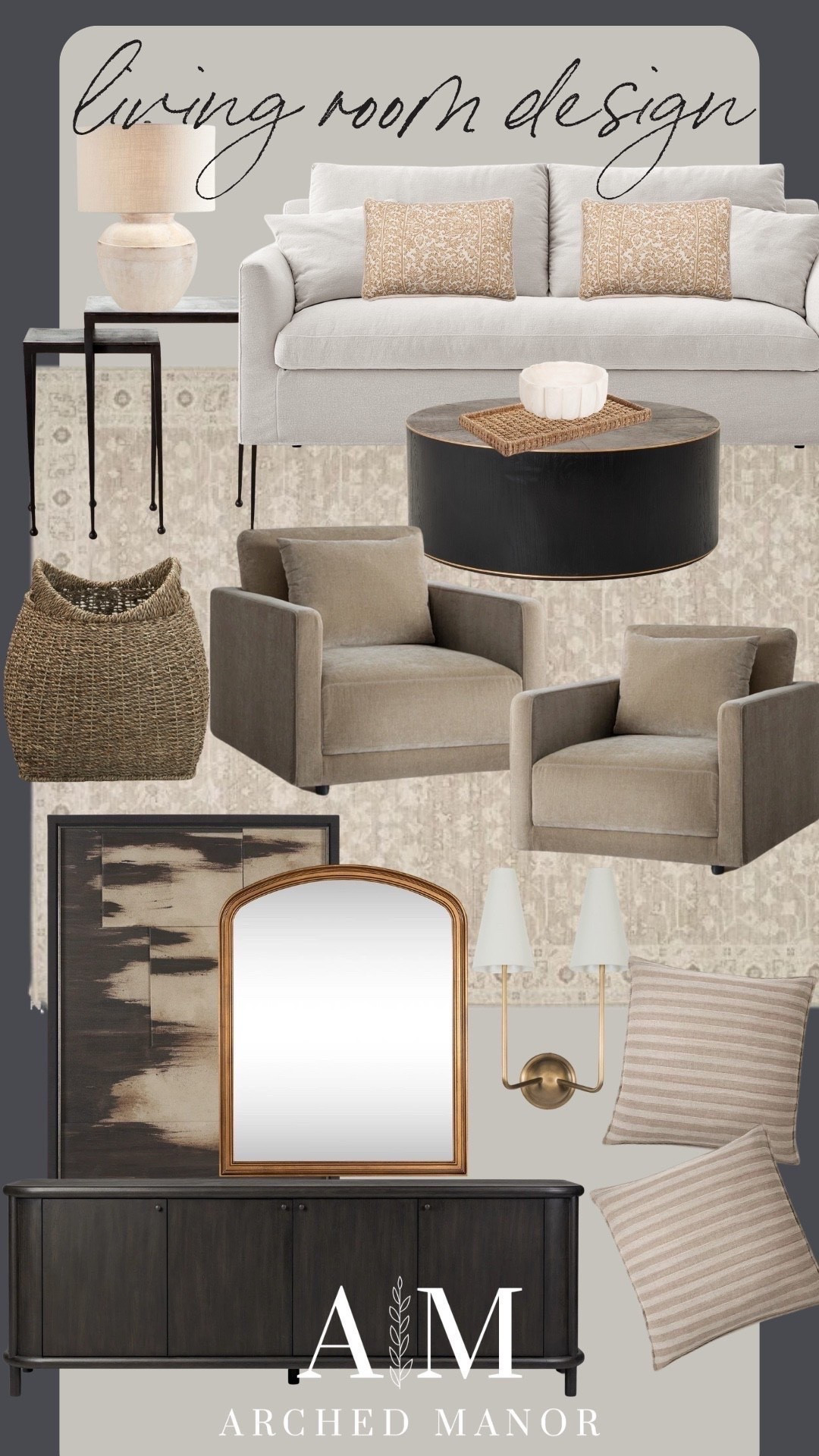 Love a good living room design board!! This couch is from one of my favorite stores, and this mirror is such a statement! Shop it all below 🤎

#LTKHome #LTKSeasonal

#LTKSeasonal #LTKHome