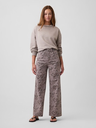 High Rise Wide-Leg Print Crop Jeans | Gap Factory