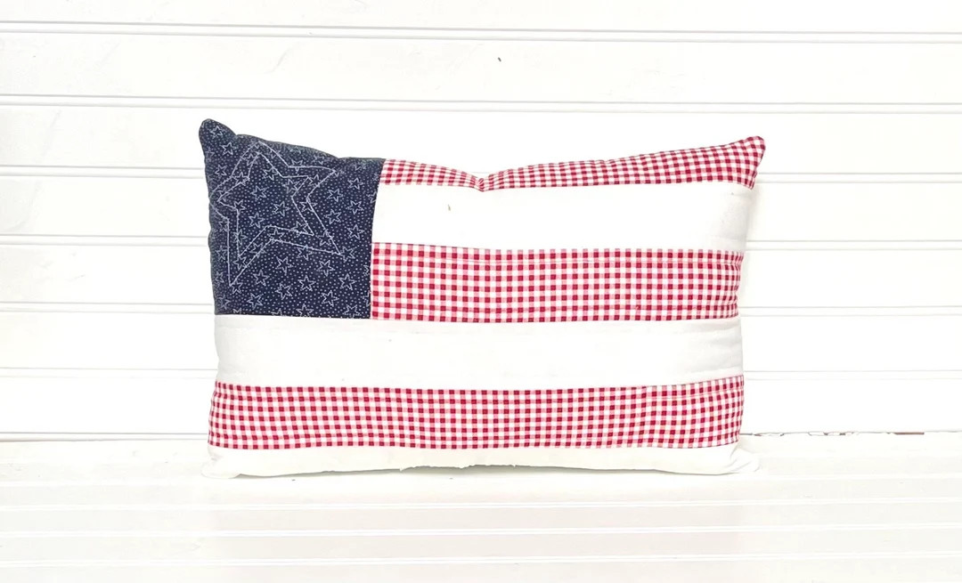 American Flag Pillow, Quilted Flag, Flag Throw, Fourth of July Pillow, Americana Decor, Flag Cush... | Etsy (US)