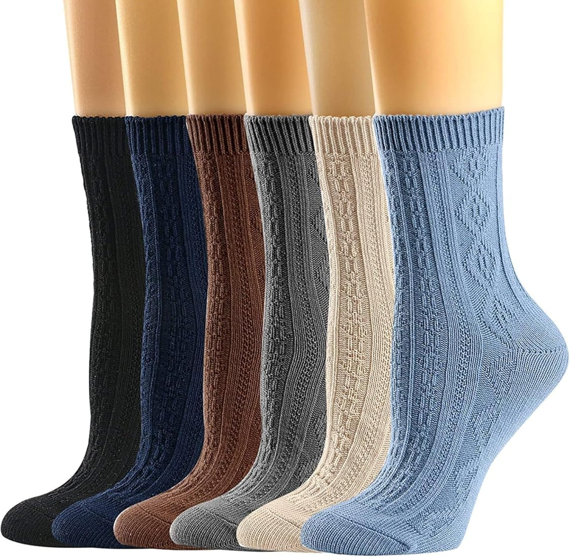 Mcool Mary Womens Crew Socks, Casual Knit Cotton Comfy Breathable Cool Dress Socks for Girls 6 Pack | Amazon (US)