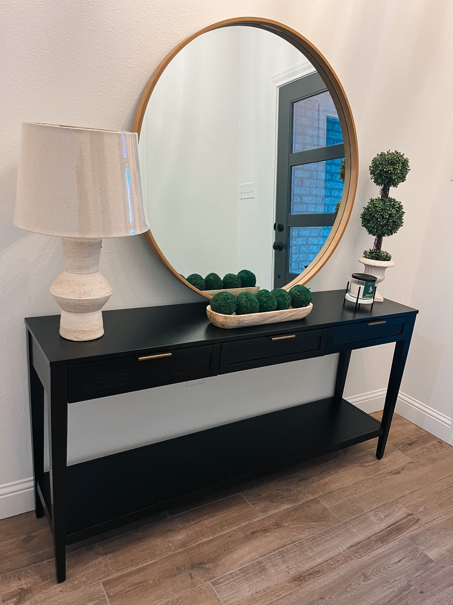 Entryway decor. Home Goods natural mirror, Target entryway table, World Market lamp, Hobby Lobby table decor. #walkway #entryway #entry #console #frontdoor #hallway #lamp

#LTKhome #LTKfamily #LTKFind