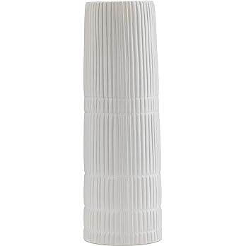 Sagebrook Home Ceramic 15" H Lined Cylinder Vase, White, Cylinder, Ceramic, Contemporary, 5" L X ... | Amazon (US)