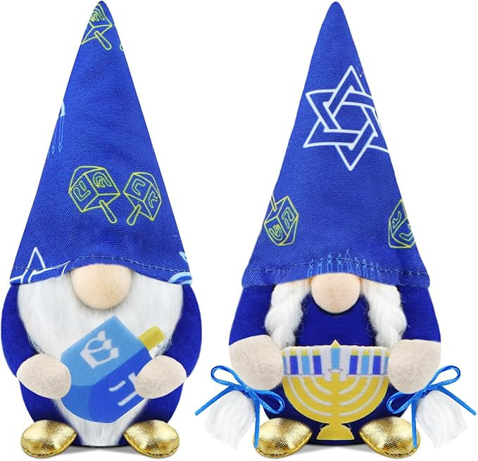 Gehydy Set of 2 Hanukkah Gnomes Chanukah Christmas Decoration Gnome Handmade Scandinavian Tomte X... | Amazon (US)