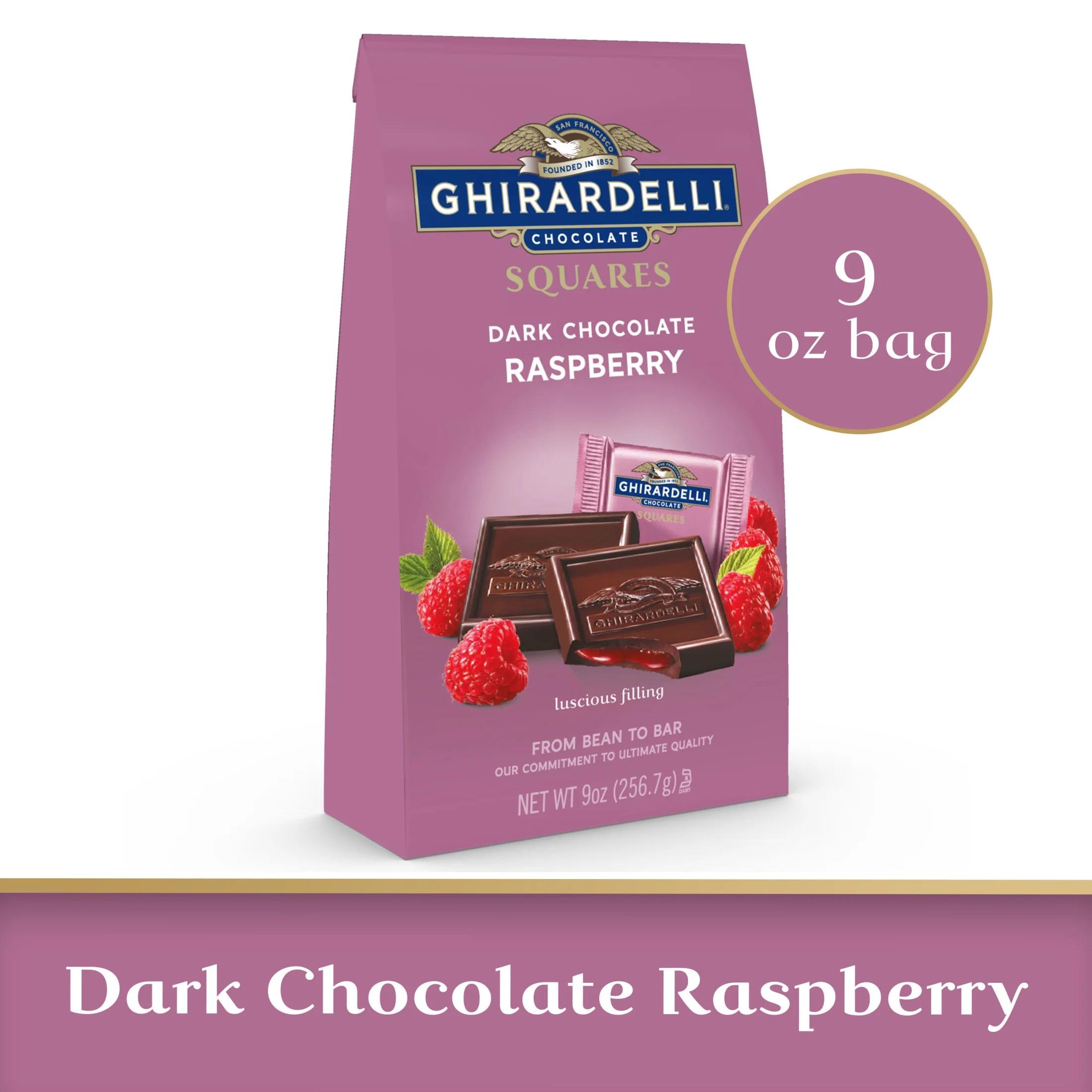 GHIRARDELLI Dark Chocolate Raspberry SQUARES, 9 oz Bag - Walmart.com | Walmart (US)