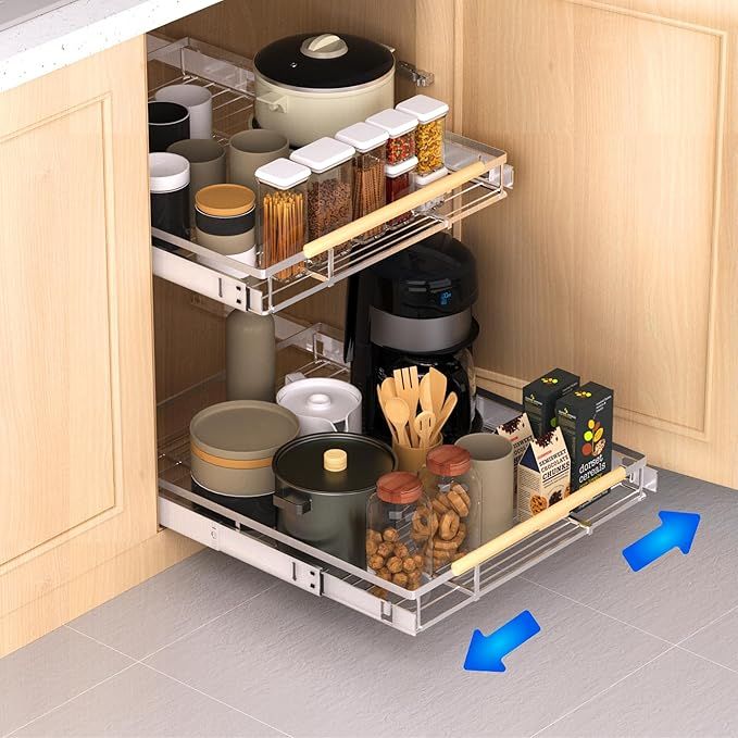 Pull Out Drawer Cabinet Organizer, Expandable Slide Out Storage Shelves for Cabinets, Under Sink ... | Amazon (US)