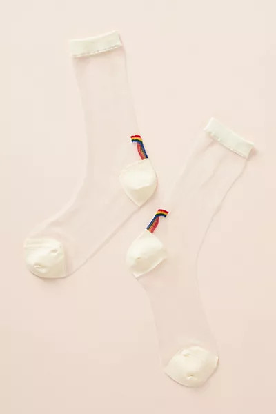 Hansel From Basel Rainbow Bright Sheer Crew Socks | Anthropologie (US)