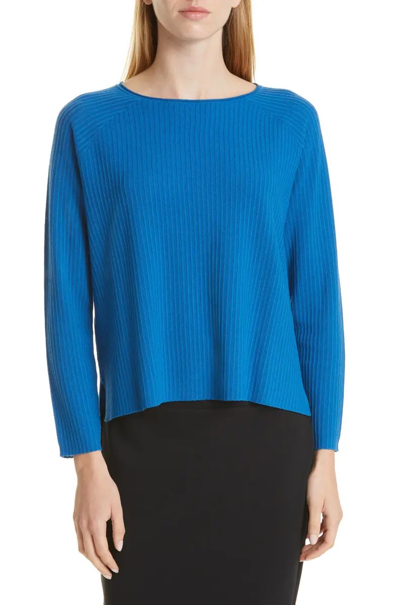 Boat Neck Raglan Sleeve Merino Wool Rib Sweater | Nordstrom