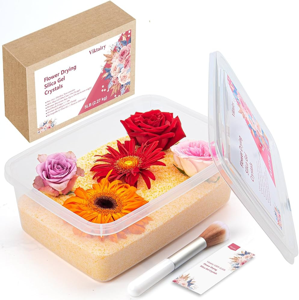 Silica Gel Flower Drying Crystals 5LBS, Reusable Color Indicating Flower Drying Silica with Airti... | Amazon (US)