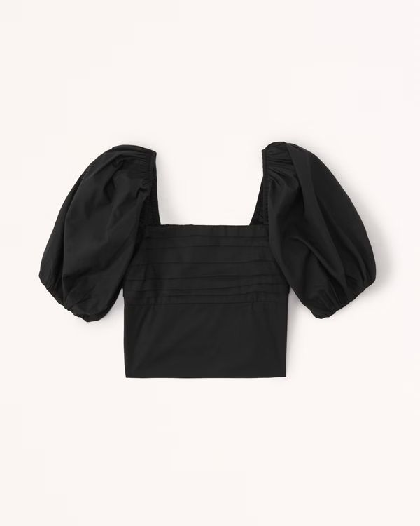 Puff Sleeve Poplin Squareneck Top | Abercrombie & Fitch (US)