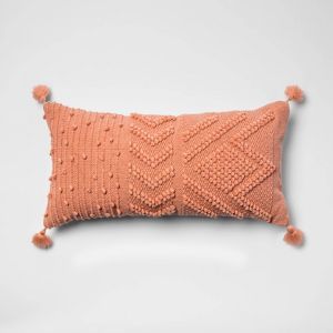 Oversize Embroidered Textured Lumbar Throw Pillow Blush - Opalhouse™ | Target
