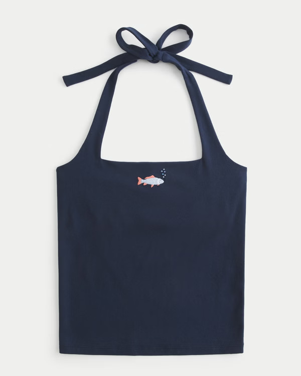 Women's Beaded Graphic Halter Top | Women's Tops | HollisterCo.com | Hollister (US)