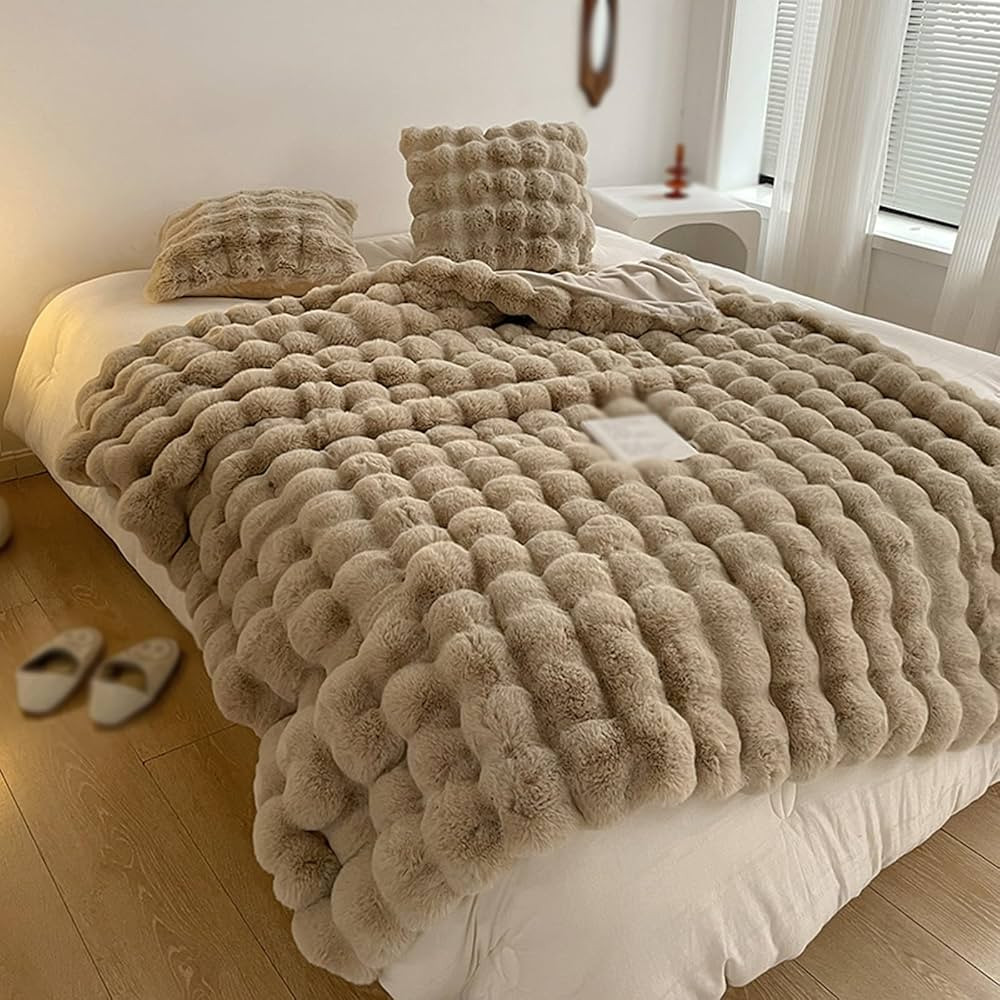 SHEKAKO Rabbit Plush Faux Fur Blanket, Thick and Warm Blanket for All Seasons, Soft and Fuzzy Fur... | Amazon (US)