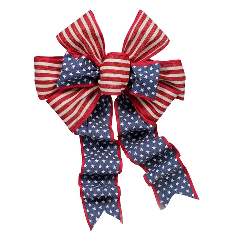 Patriotic Burlap Bow, 35" | At Home