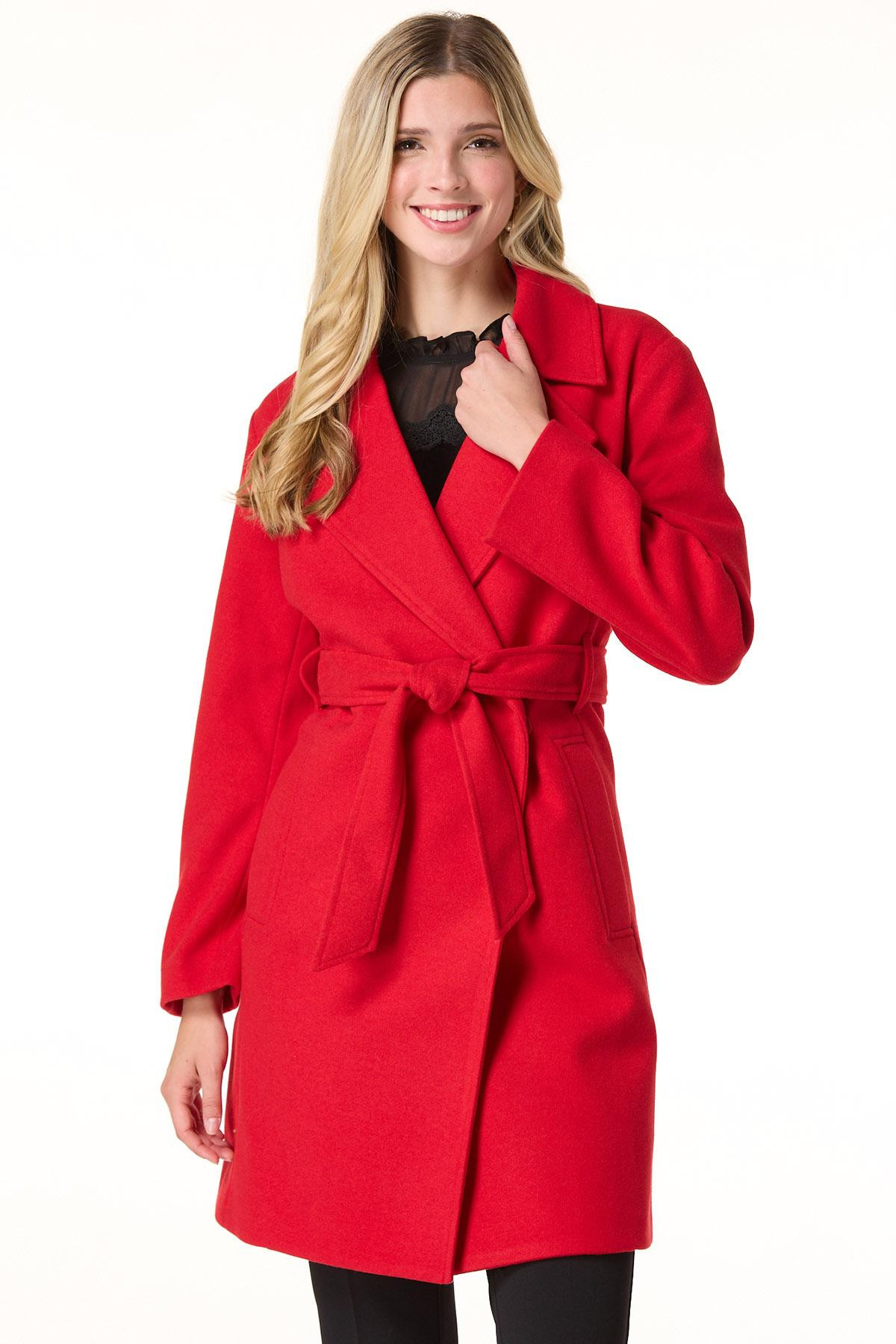 Tie Waist Collared Coat | Cato Fashions