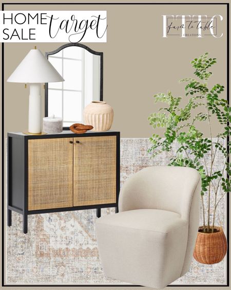 Target Home Sale. Follow @farmtotablecreations on Instagram for more inspiration.

Ceramic Link Bowl with Handles - Threshold designed with Studio McGee. Artificial Pterocarpus Leaf Tree. Round Marble Decorative Box - Threshold. Short Carved Ceramic Vase. Round Leather Links. 36" x 36" Plains Framed Wall Canvases. Woodland Hills Wood Base Sofa Light Gray. Maple Artificial Tree. Ceramic Table Lamp with Tapered Shade White. Thetford Console Table Gray. Brandeis Woven Console Table Brown - Threshold. Springville 2 Door Decorative Storage Cabinet Black.  Pasadena Swivel Accent Chair. 20" x 30" Shield Wall FSC Ash Wood Mirror Black. nuLOOM Jacquie Vintage Floral Area Rug. 

#LTKfindsunder50 #LTKsalealert #LTKhome
