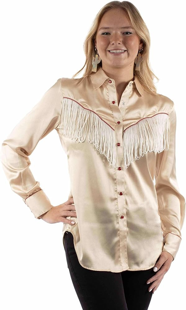 Scully Women's Fringe Long Sleeve Snap Western Shirt - HC922 US Tan | Amazon (US)