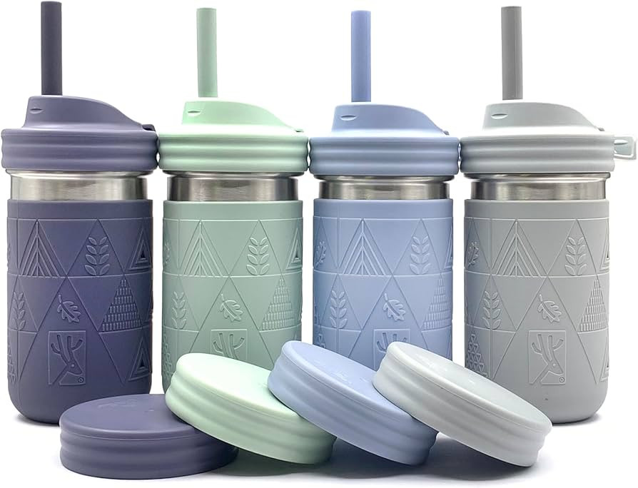 Elk and Friends14oz Stainless Steel Cups | Kids & Toddler Cups with Silicone Straws with Stopper ... | Amazon (US)