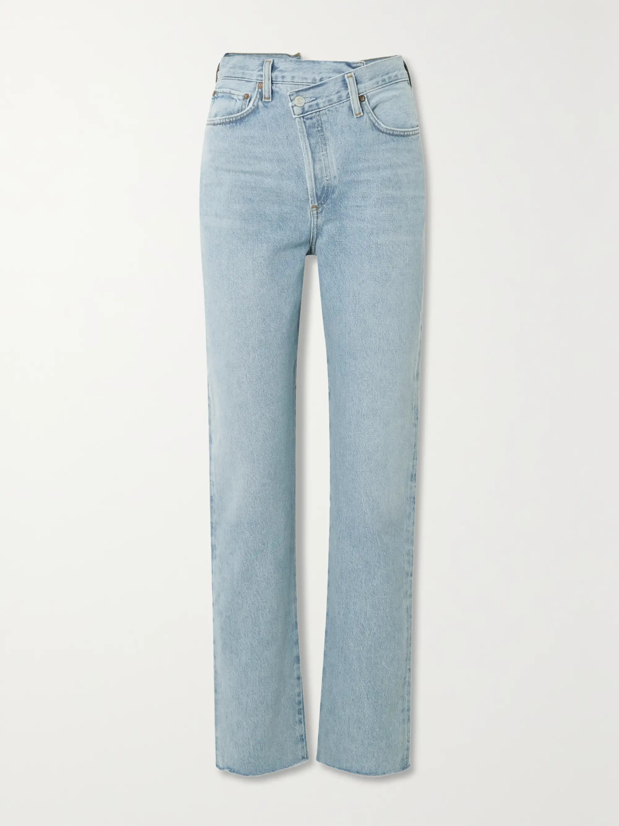 Criss Cross frayed high-rise straight-leg organic jeans | NET-A-PORTER (US)